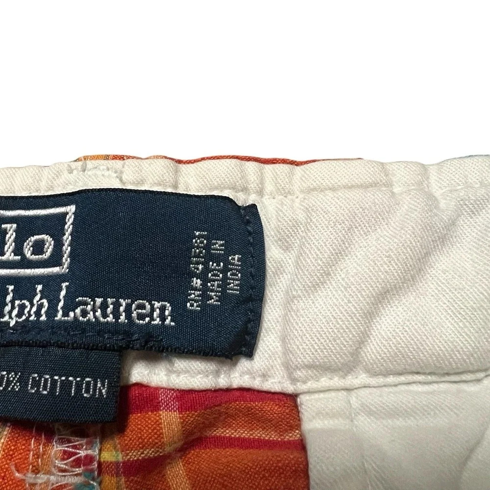 Polo Ralph Lauren Madras Patchwork Cargo Shorts Mens 34 Plaid Y2K 9